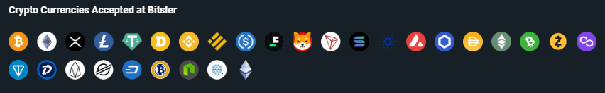 Crypto currencies accepted at Bitsler