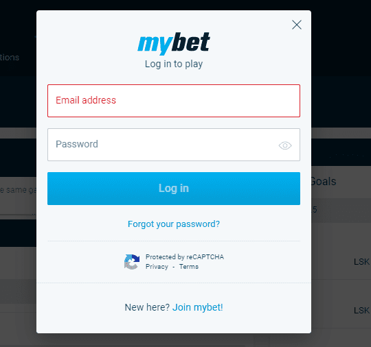 Mybet sign-up
