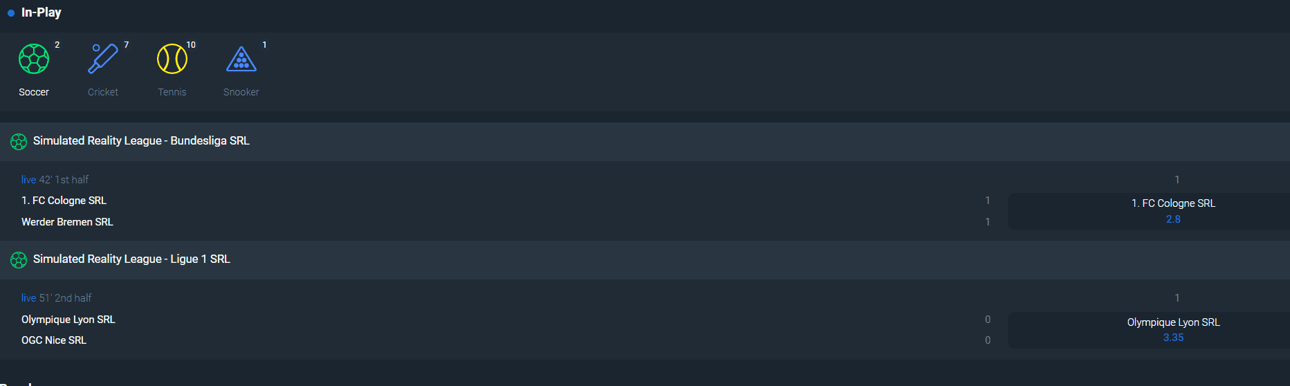 Sports games at Bitsler